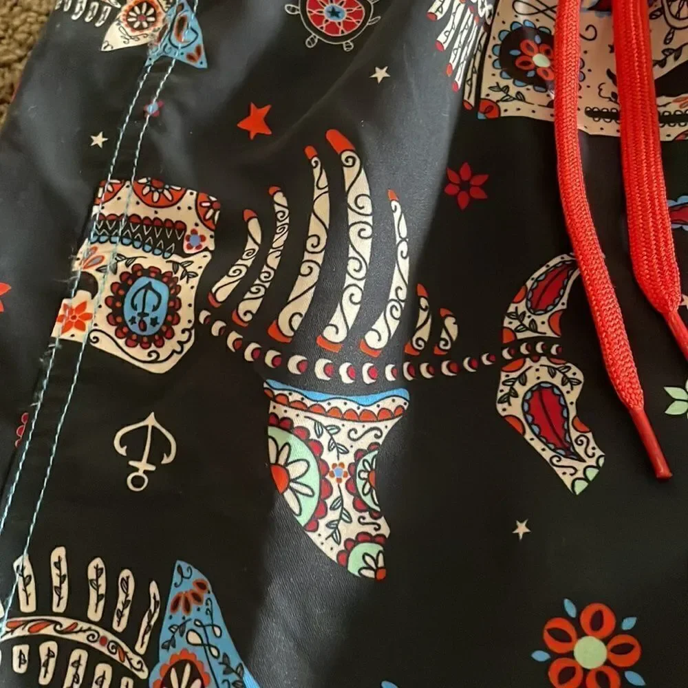 Wes And Willy Black Fishbone & Paisley Bathing Suit